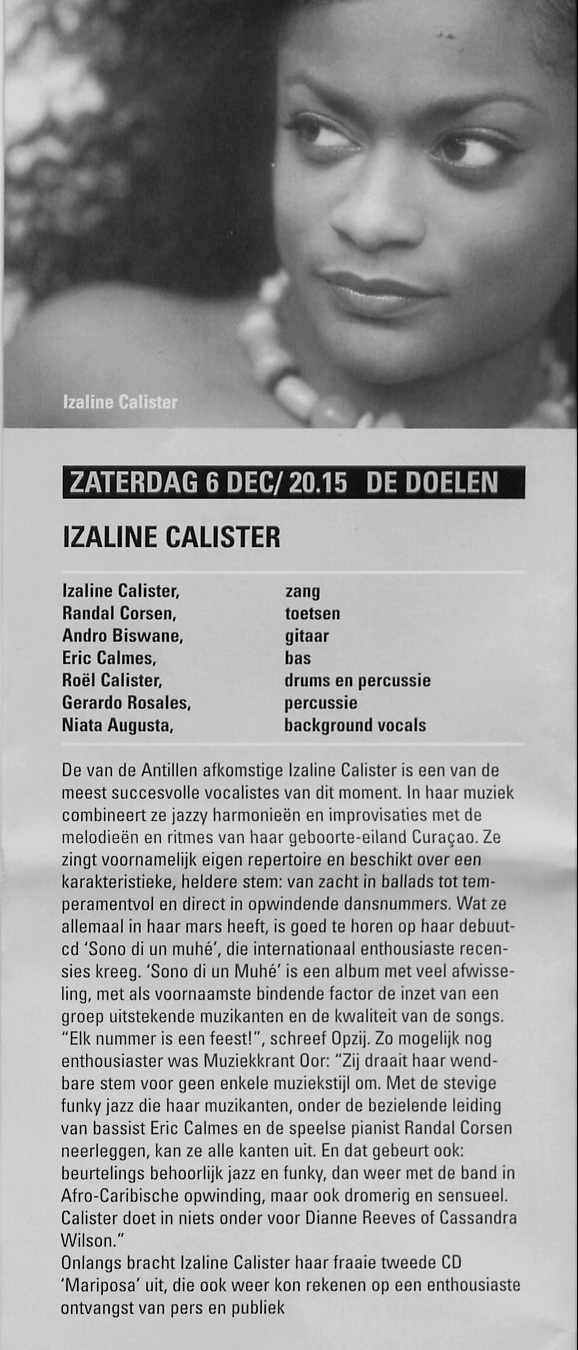 Izaline Calister at the Doelen Rotterdam