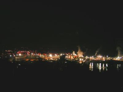 Shelton and Lumberyards at night