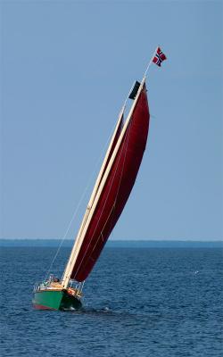 sailboat. with red sails