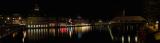 Luzern along the Reuss River with the Chapel Bridge and Tower