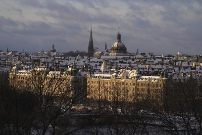 View over the snowy Stockholm