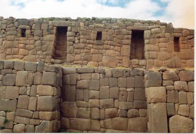 Inca terrace walls of dark granite