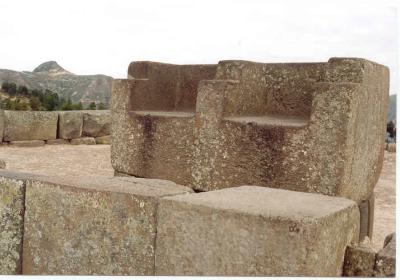 Inca throne made of a single rock on top of the usnu