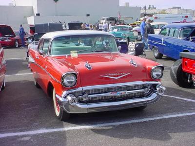 red & white 57 Chevy
