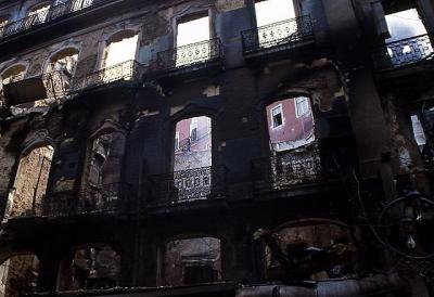 The great fire in Lisbon, Portugal 1988