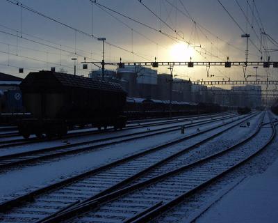 Wintermorgen im Rheinhafen Birsfelden