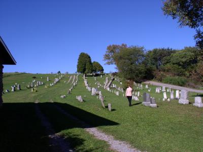 The graveyard behind the Dunkard Church.  Many Waltz relatives buried here.