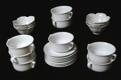 2. white ware: soup bowls with plates & lotus sauce bowls