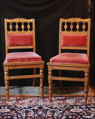 15. red upholstered occasional chairs, each 37h x 19d x 18.5w