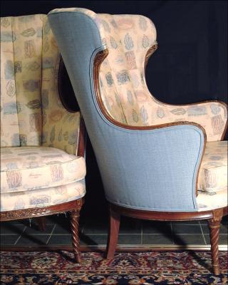 16. wingback chairs (recently upholstered), each 42h x 33d x 32w