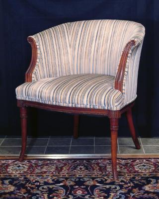 18. upholstered side chair with rosettes, 30.5h x 25.5d x 27w