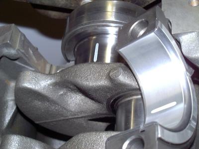 view of plasti-gauged #5 main bearing