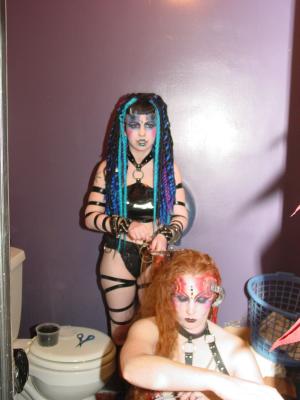 Dsc01157.jpg getting reday to go on stage Hanna and Mistress Autumn