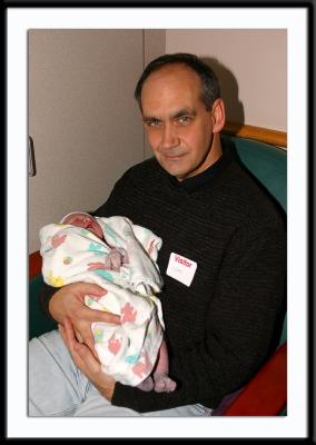 Me (grandfather) and Noelle. After performing futher DNA tests for completeness, I'm willing to concede that this is not a grandson. However, I'm still very happy at the outcome.