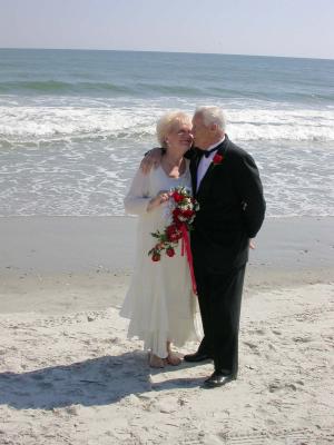The newlyweds on the beach after the ceremony. This wedding was so fun. My step-mother's friend for over 20 years got married right on the beach. What a special wedding for two folks in love later in life!