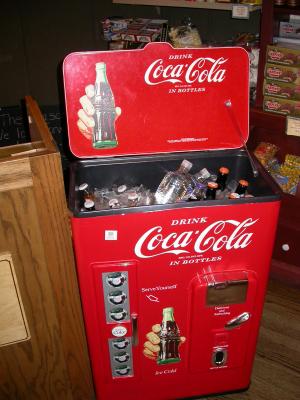 Old fashioned coke machine at the Cracker Barrel. This town is also known for their Smithfield hams.