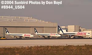 Arrow Air DC8-62F(AF) N8968U, DC8-62F N802BN, and L1011-1-15(200)(F) N307GB cargo airline aviation stock photo #8944