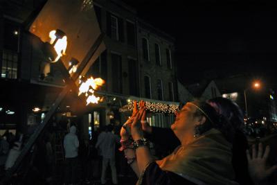 The Toga Krewe attends the Bacchus Parade