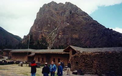Ollantaytambo's familiar rock hill,with face-form on it. 