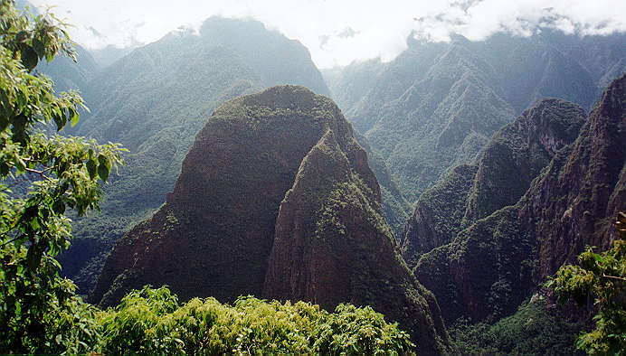 Scene facing the hotel at Machu Picchu - Mt. Putucusi