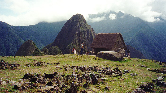The Funerary level, with Watchmans Hut  and carved stone piece