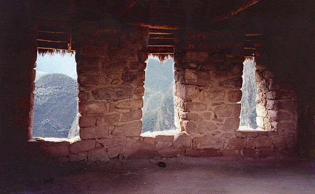 Inside the hut.  What a view they had