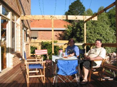 Our first meal on the deck