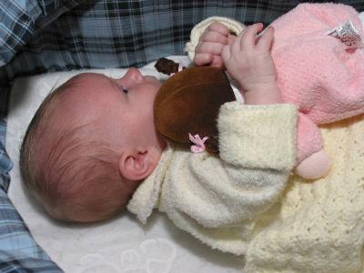 cuddling my first dolly