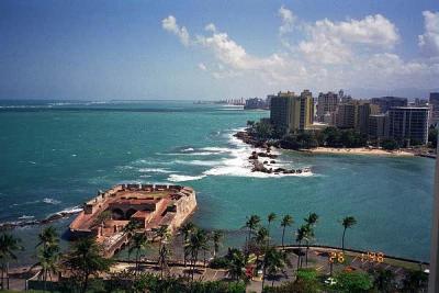 View of Fort San Jeronimo and Condado from the San Juan Hilton