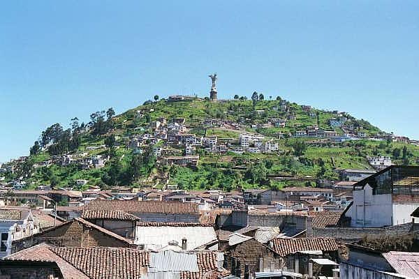 View of El Panecillo and the Virgin of Quito from Old Town