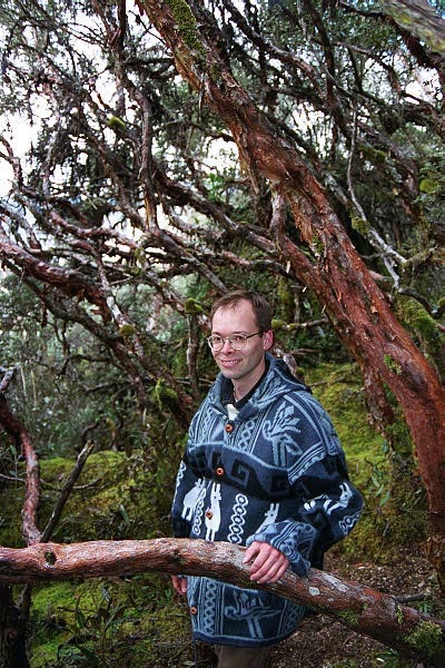 Roy in the Polylepis forest, Cajas