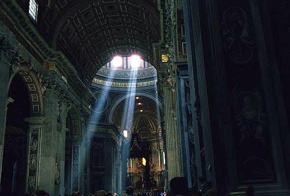 Rays of sunlight through the dome of St. Peter's Basilica, The Vatican