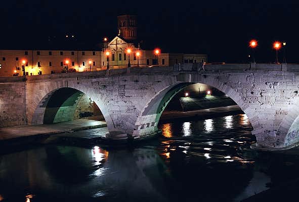 Ponte Cestio and Isola Tiberina at night