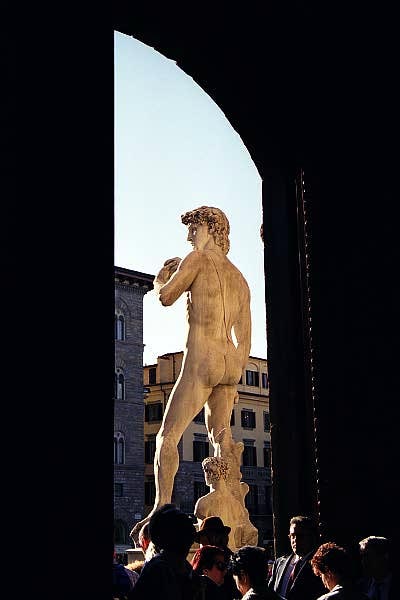 David, through the doors of the Palazzo Vecchio