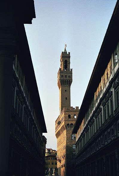 Tower of the Palazzo Vecchio and the wings of the Uffizi Gallery, Florence