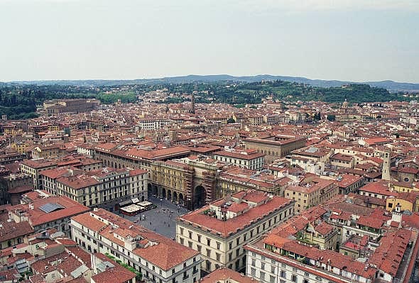 View southwest, Piazza della Republica, Florence