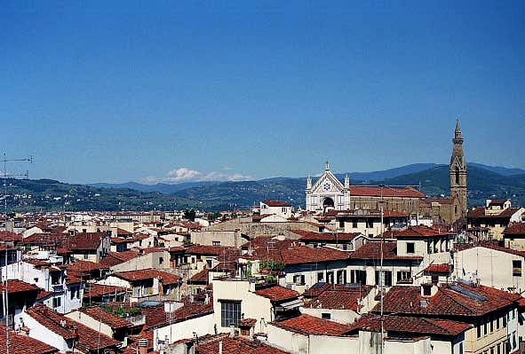 View east towards Santa Croce from Palazzo Vecchio tower