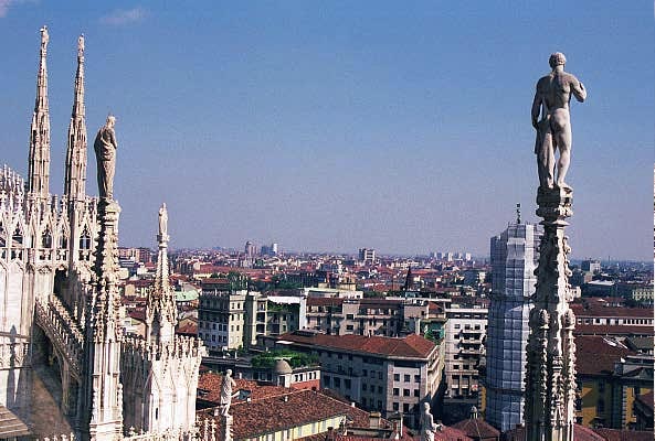 Up on the roof of Milan Cathedral, 1989