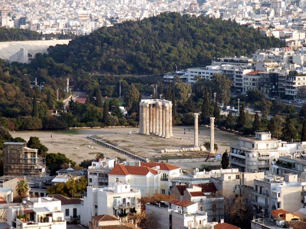 Temple of Olympian Zeus (Olympieion) seen from the Acropolis