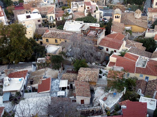 Looking down on the roofs of Plaka