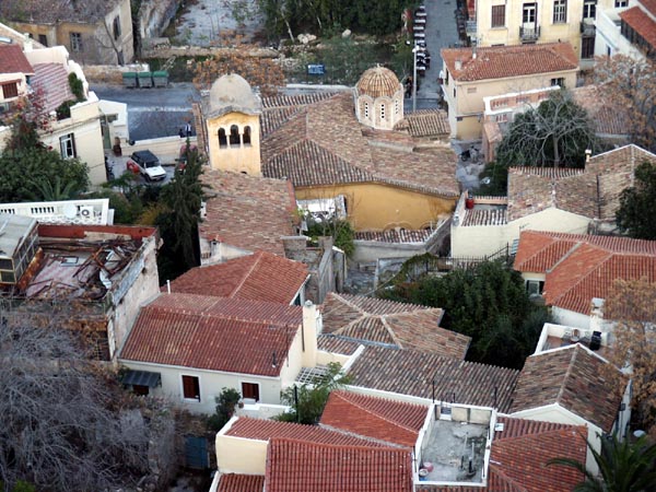 Looking down on the roofs of Plaka