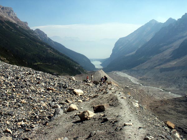 Looking back down the trail to tiny Lake Louise