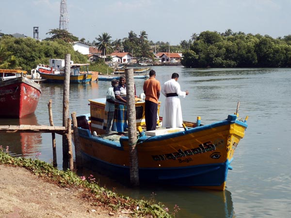 Blessing a new fishing boat, Negombo