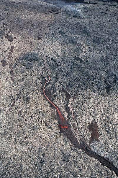 Active lava flow. Kilauea is the worlds most active volcanoe