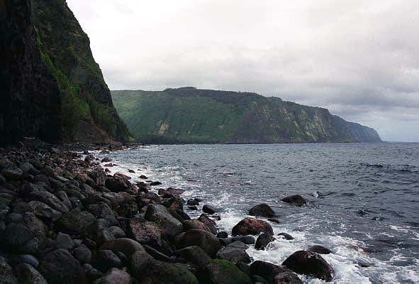 Along the rocky shore near Waipio Valley