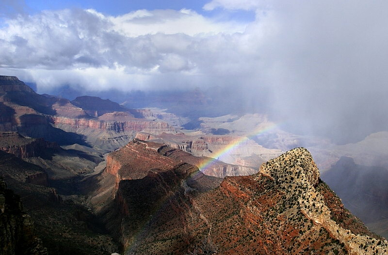 Winter Showers and Rainbow, South Rim Grand Canyon