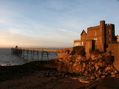 Clevedon Pier in sunset glow