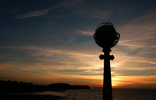 pier lamp at sunset