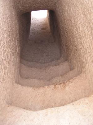 Stairway and footholds to patio