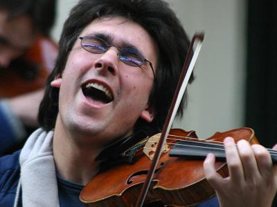 Bogdan on his violin